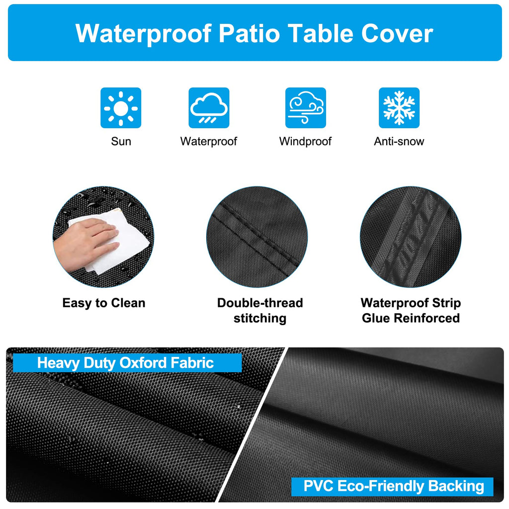 Rectangular Coffee Table Cover 100% Waterproof, 46X26X13 Inch Outdoor Table Cover , Patio Furniture Cover For Dinning Furniture, Picnic Coffee Tables Chairs And Sofas, Black