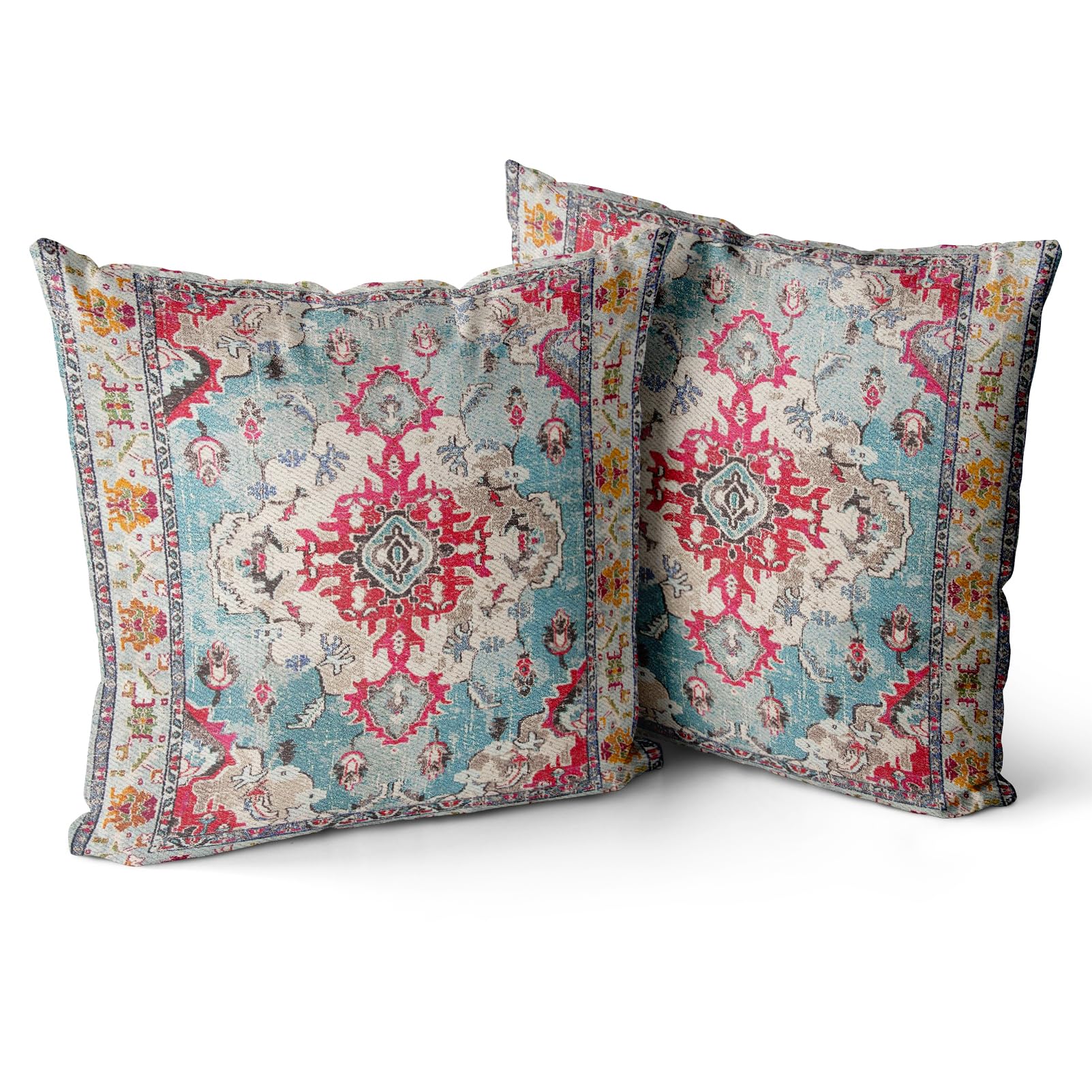 Snycler Boho Throw Pillow Covers 24X24 Inch Set Of 2 Monaco Rug Persian Carpet Double Sided Pattern Cotton Soft Pillow Case Cush