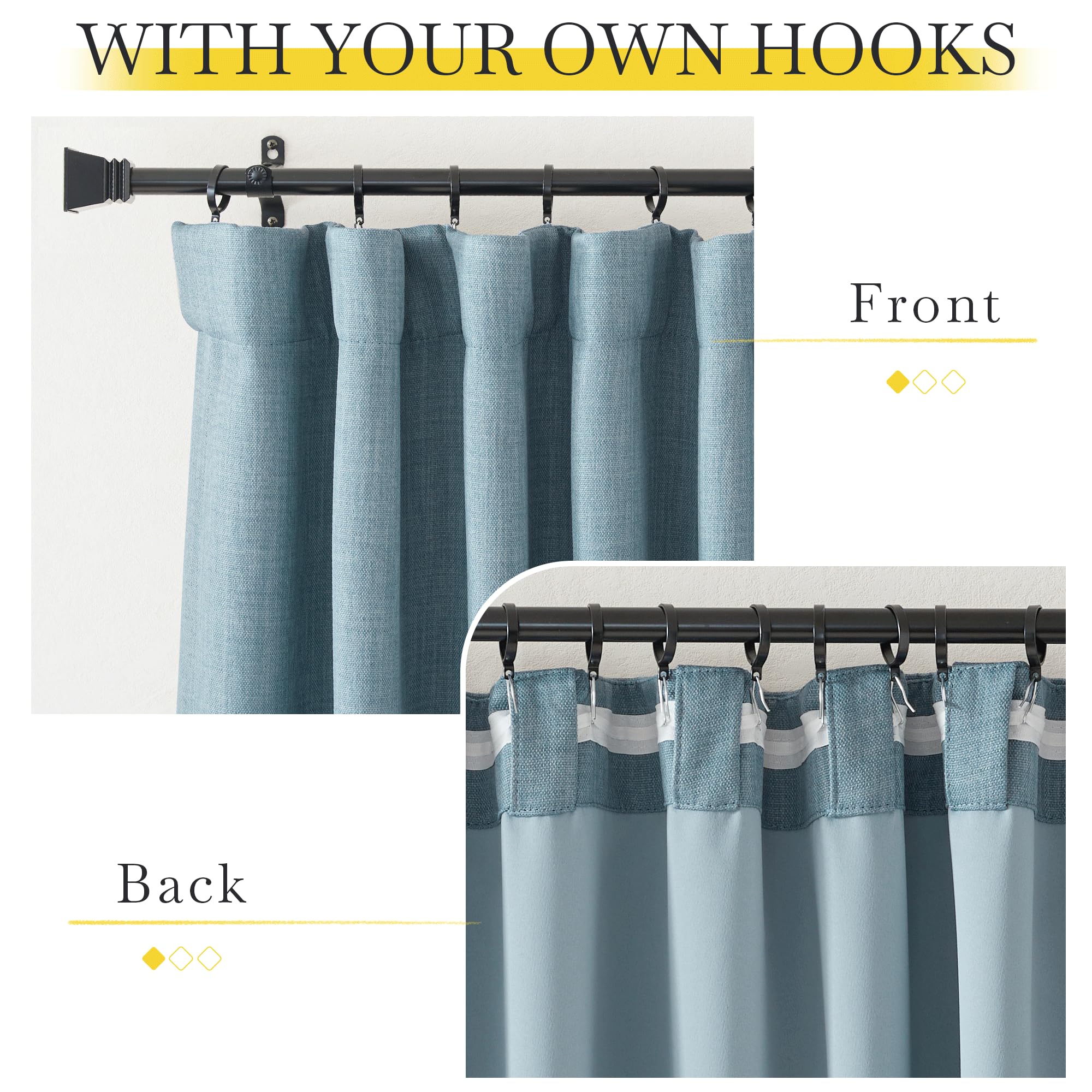 Nicetown Bedroom Curtains 2 Panels Sets Faux Linen Textured, Pinch Pleated Room Darkening Heat Blocking Window Treatments Therma