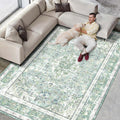 Vhong Boho Area Rugs Vintage Washable Modern Neutral Large Carpet Sage Green 8  10 High Traffic Rugs for Dinning Room Living Roo