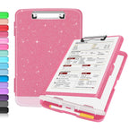 Sooez Glitter Clipboard With Storage, High Capacity Storage Clipboard With Pen Holder, Cute Clip Boards 8.5X11 With Low Profile