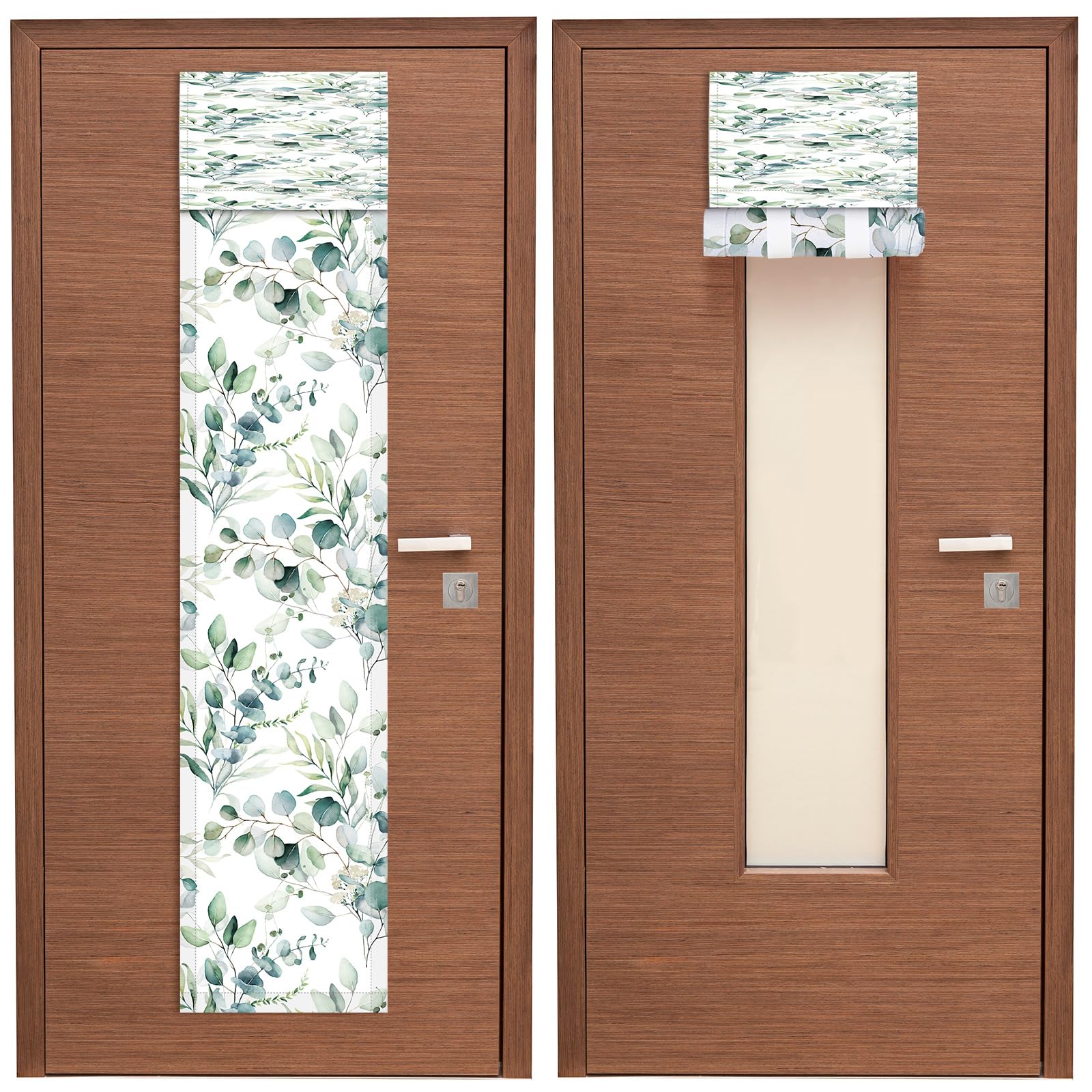 Leinuosen 2 Pcs Classroom Door Window Cover Curtains Blackout Lockdown Shades For Glass Doors Window Covering Darkening Blackout Drapes For Nursery Teacher Office Decor 8 X 36 Inches (Eucalyptus Leaf)