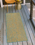 Jill Zarin Jill Zarin Outdoor Collection Area Rug - Cape Town (2 x 6 Runner Yellow and Aqua/Light Blue)