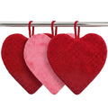 Breling 3 Pcs Valentines Heart Dish Hand Towels for Kitchen Red Pink Heart Bathroom Hand Towels Absorbent Soft Decorative Cloth 