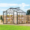 VEVOR Polycarbonate Garden Greenhouse, 8 x 10 Ft, with 2 Ventilation Windows, Hinged Door, Pavilion Style, Large Aluminium Green
