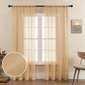 MRTREES Sheer Curtains 84 inch Length Living Room Bedroom Curtain Panels Rod Pocket Transparent Voile Sheer Beige Window Treatme