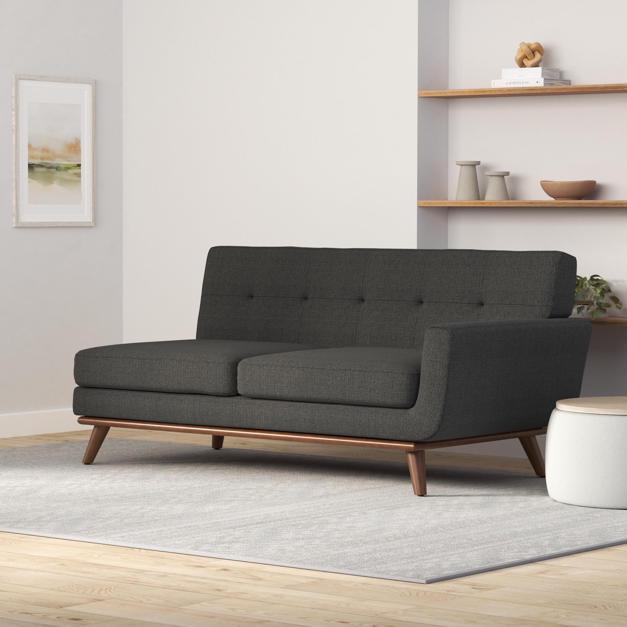 Modway Engage Right Arm Loveseat In Mid-Century Modern Upholstered Fabric Gray