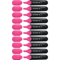Schneider Job Highlighter, Chisel Tip, 1 + 5 Mm, Black Barrel, Pink Ink, Box Of 10 Highlighters (1509)