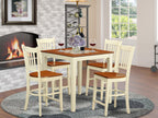 East West Furniture VNGR5-WHI-W 5 Piece Counter Height Dining Table Set Includes a Square Kitchen Table and 4 Dining Chairs, 36x36 Inch, Buttermilk & Cherry