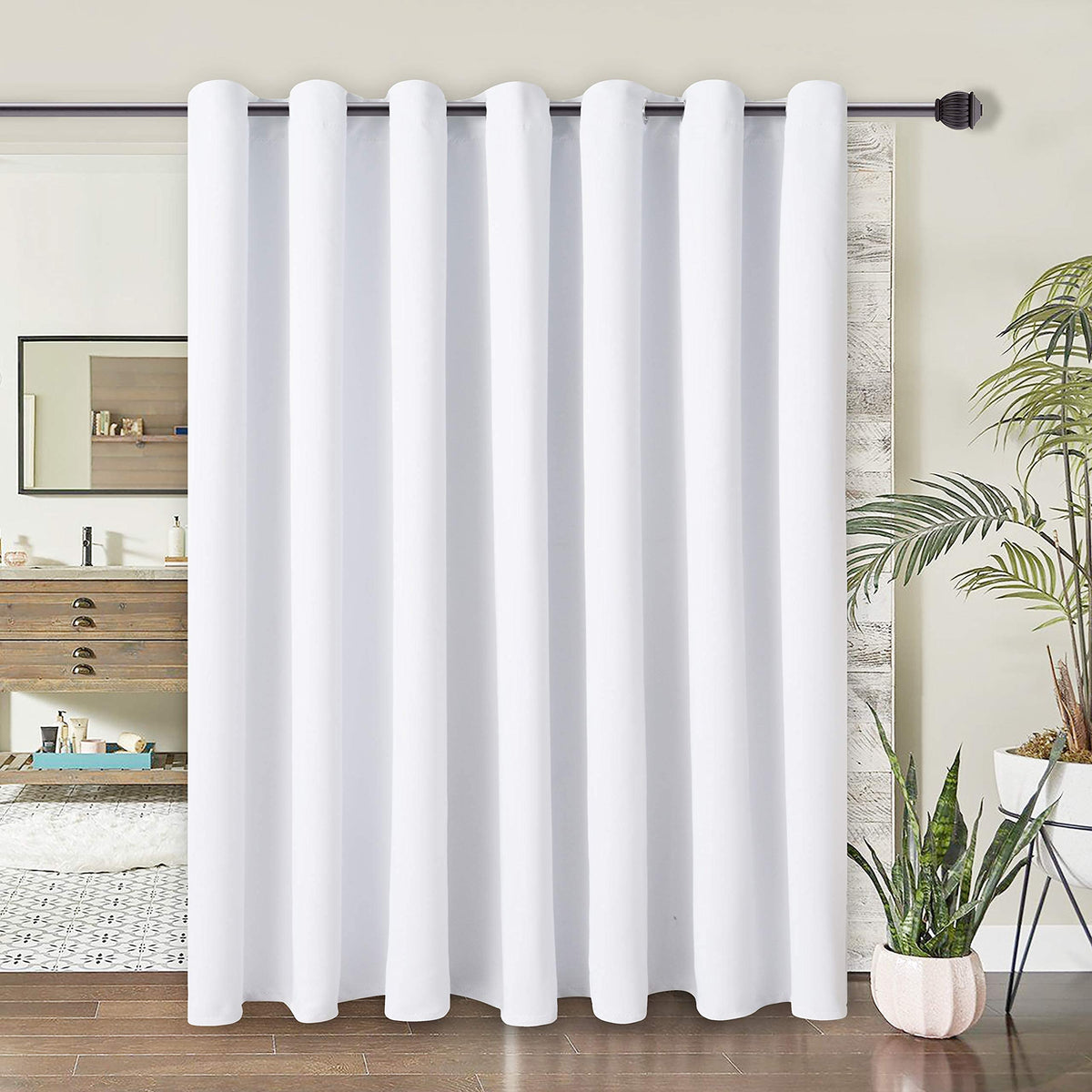 Wontex Room Divider Curtain - Total Privacy Thermal Blackout Curtains For Bedroom Partition, Living Room And Shared Office, Grom