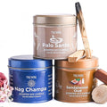 Palo Santo, Nag Champa, Sandalwood Oud - Soy Candles Non Toxic - Highly Scented Long Lasting with Essential Oils - Variety Pack 
