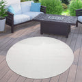 Solid Outdoor Rug For Patio Or Balcony Waterproof In Mottled Cream, Size: 5'3' Round