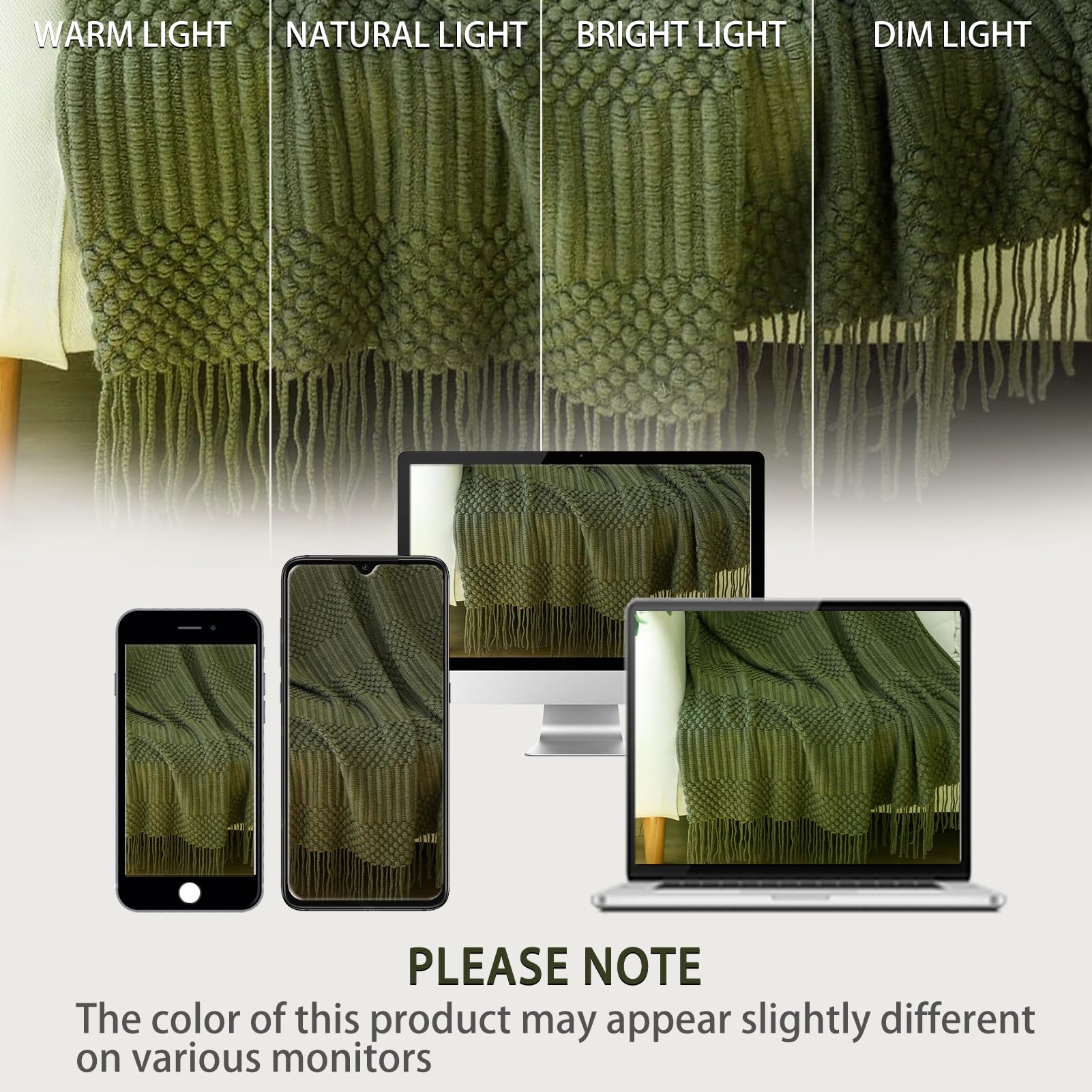 Blagic Knitted Throw Blanket For Couch, Bed And Sofa. Super Soft Blanket With Tassels, Dark Green Throw Blanket, 60 X 80 Inches