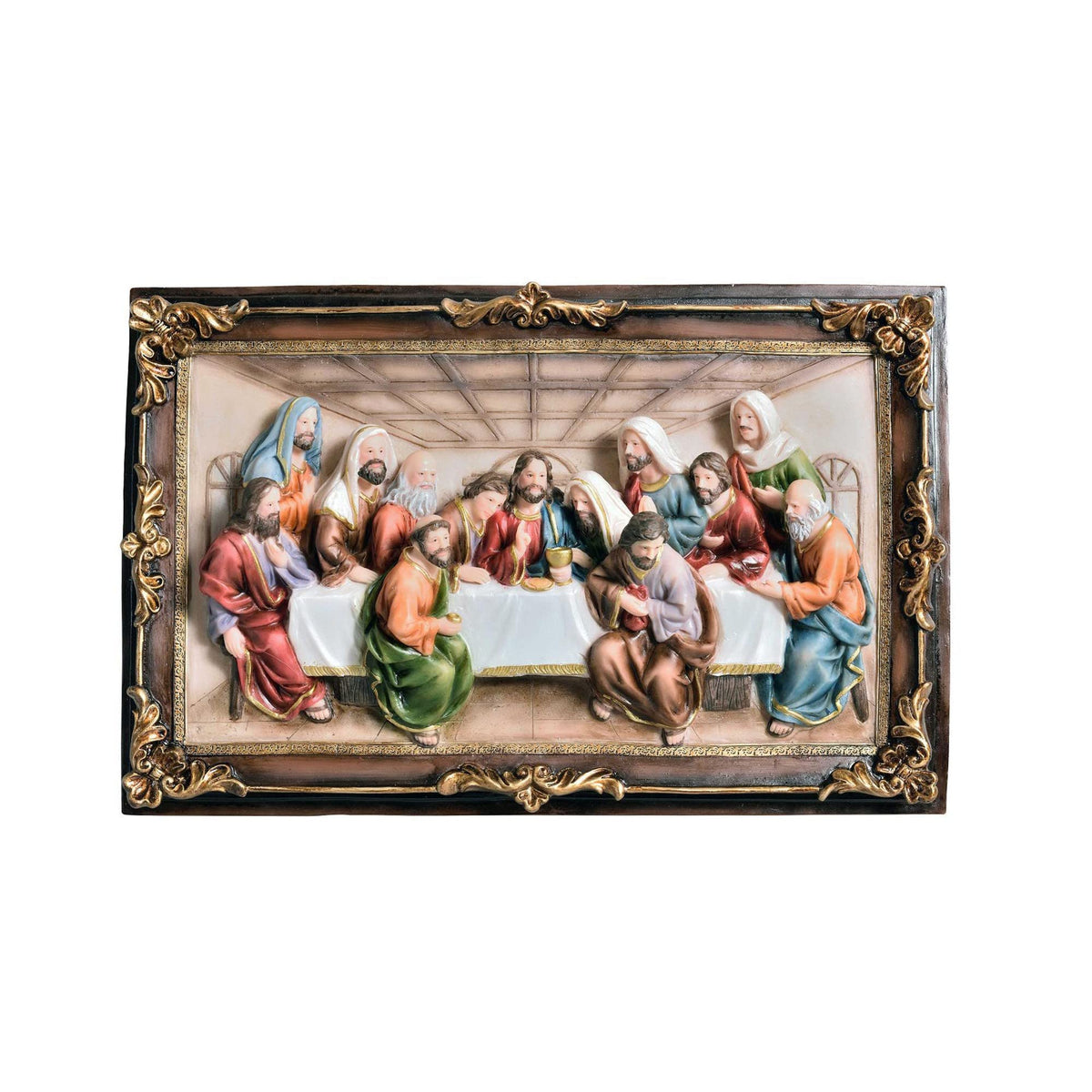 HomeRoots 10' Brown and Gold Polyresin Last Supper Decorative Plaque Sculpture