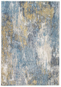 HomeRoots Blue/Gold Polyester 8’ x 10’ Blue Gold Abstract Painting Modern Area Rug