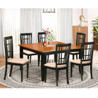 East West Furniture PFNI7-BCH-C 7 Piece Modern Dining Table Set Consist of a Square Wooden Table with Butterfly Leaf and 6 Linen Fabric Upholstered Dining Chairs, 54x54 Inch, Black & Cherry