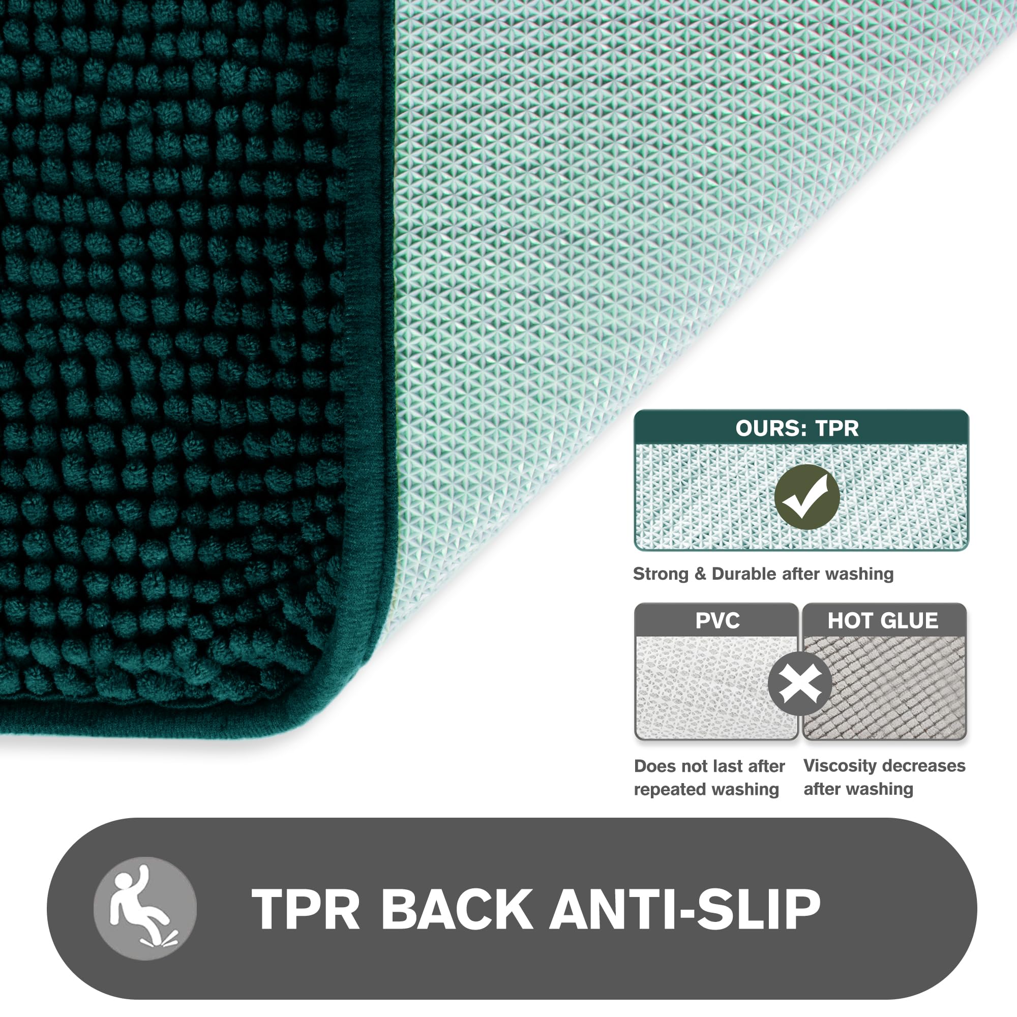 Pureswan Bathroom Rugs Sets 2 Piece - Absorbent And Washable Bath Mat, Non-Slip, Thick Soft Chenille Bath Rugs For Bathroom Floo