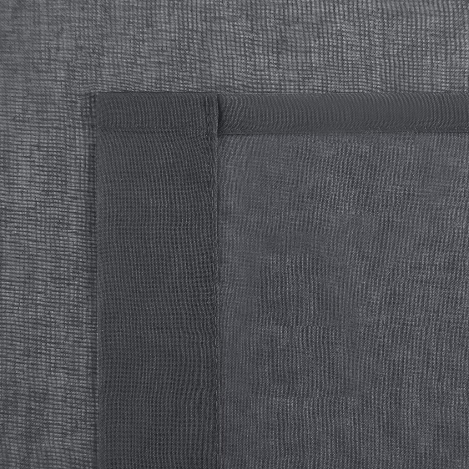 Dwcn Dark Grey Sheer Curtains For Living Room Bedroom - Faux Linen Look Voile Drapes Grommet Top Window Curtain Panel 52 X 84 In