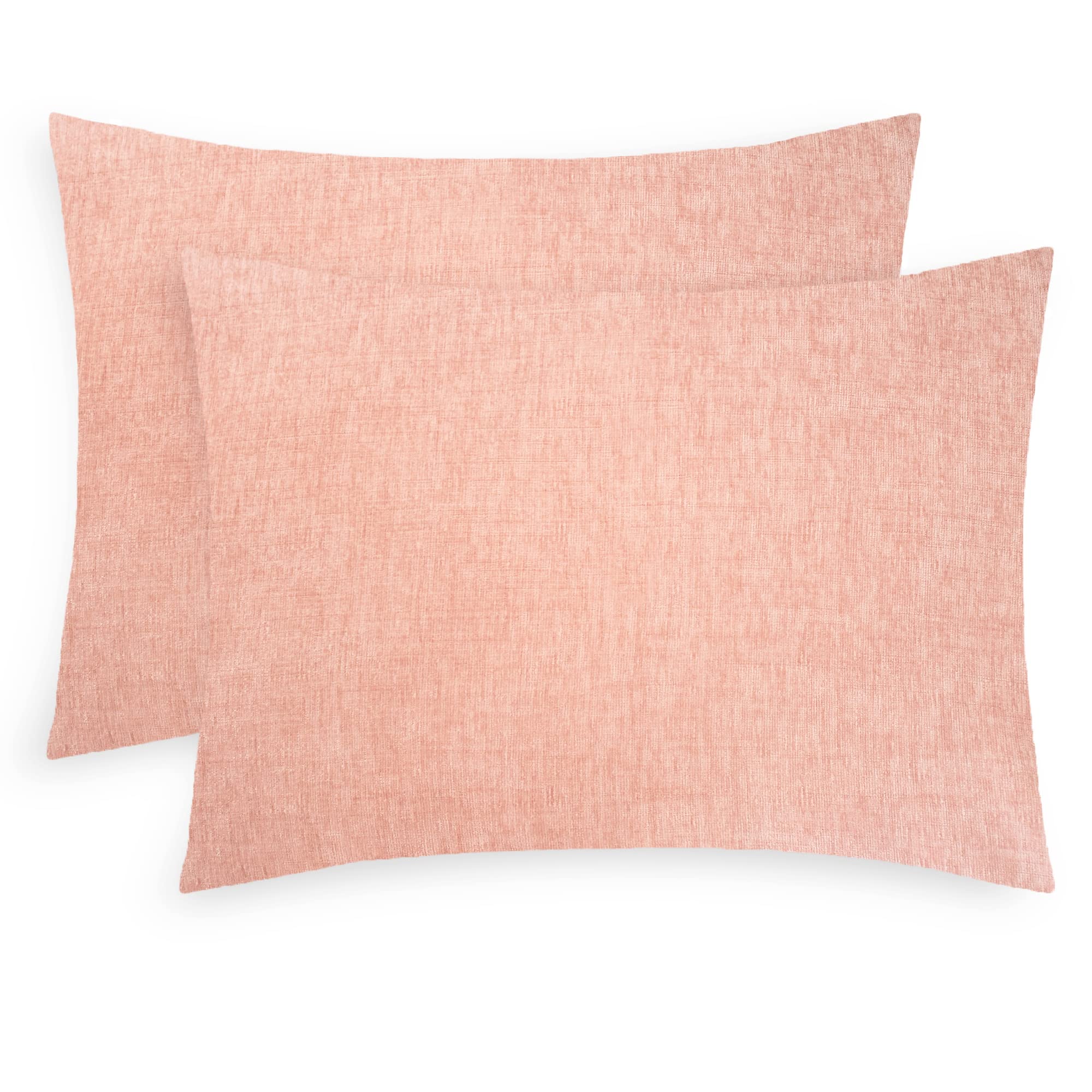 Calitime Pack Of 2 Cozy Standard Pillow Shams Cases For Bed Bedding Decoration Solid Dyed Soft Chenille 20 X 26 Inches Dusty Pin