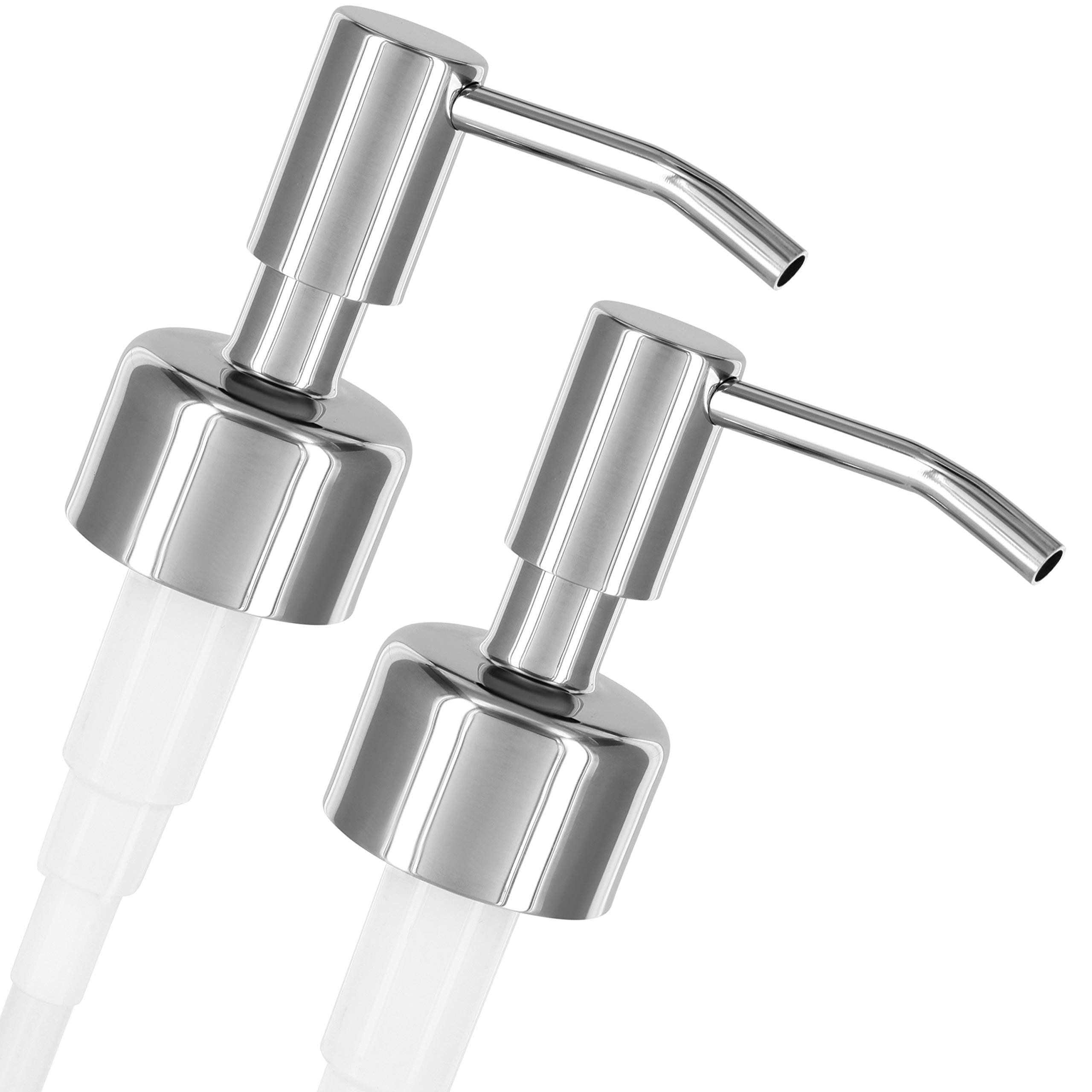 ALTGLAS Twin Pack - 2X Stainless Steel Soap Pump 'Budapest' as Replacement for Liquid Hand Soap Dispensers (Silver Chrome) - Fit
