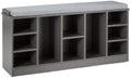 Basicwise QI003280LNEW Wooden Shoe Cubicle Storage Entryway Bench with Soft Cushion for Seating, Grey