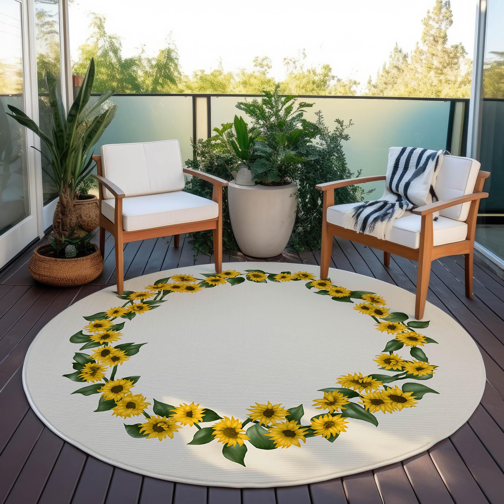 Dalyn Rugs Kendall Ke17 Beige 8' X 8' Indoor Outdoor Round Rug, Easy Clean, Machine Washable, Non Shedding, Bedroom, Living Room