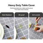 Romanstile Rectangle Plastic Tablecloth, 100% Waterproof Oil-Proof Checkered Pvc Table Cloths, Heavy Duty Vinyl Table Covers For Dining, Camping, Picnic, Outdoor - 54 X 78 Inch, Grey