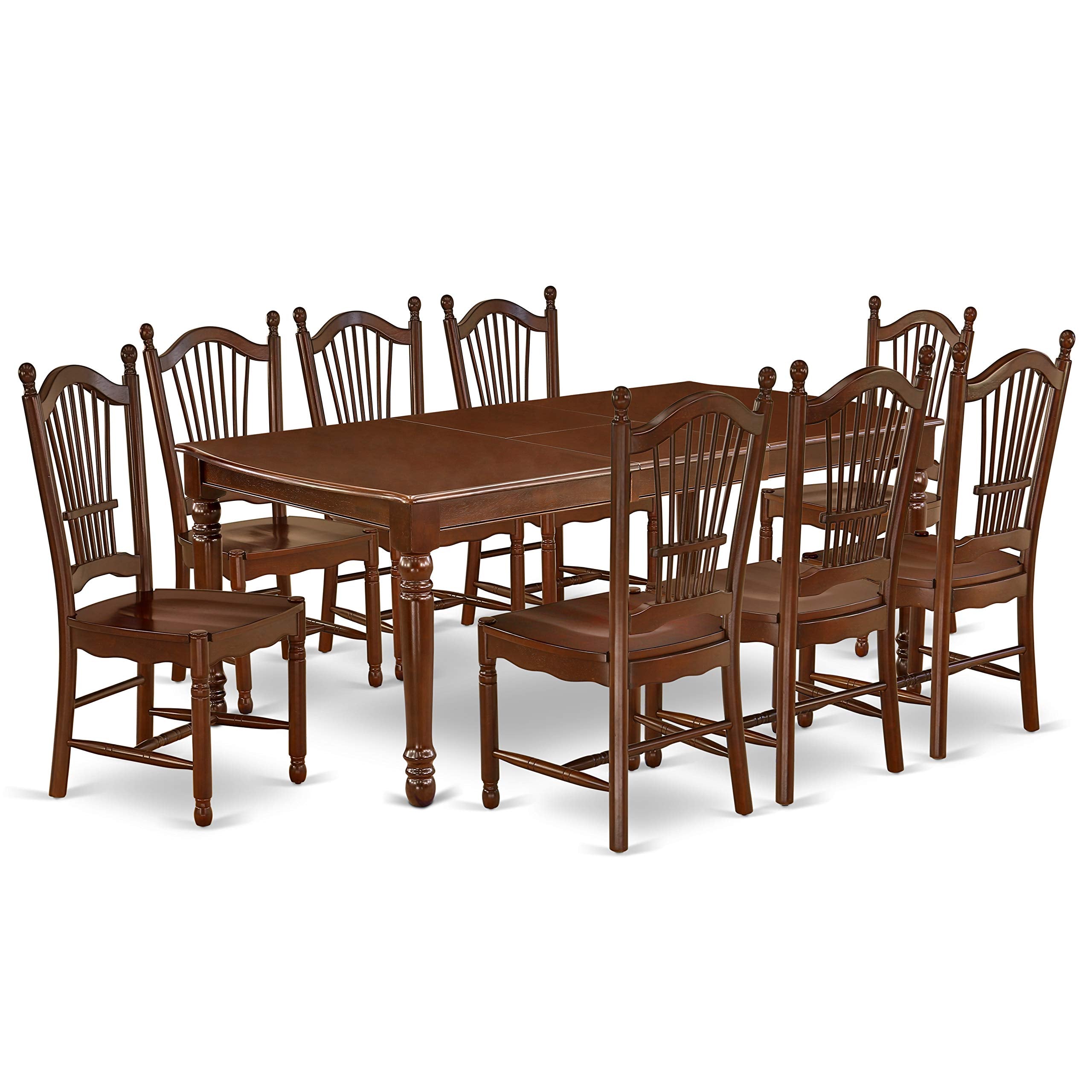 East West Furniture Dodo9-Mah-W 9 Piece Set Includes A Rectangle Dining Room Table With Butterfly Leaf And 8 Kitchen Chairs, 42X78 Inch, Mahogany