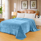 Fleece Blankets For All Season - Premium Lightweight Anti-Static Throw For Twin/Twin Xl Size Bed Extra Long Soft Brush Fabric Warm Sofa Thermal Blanket 66' X 90'(Washed Blue)