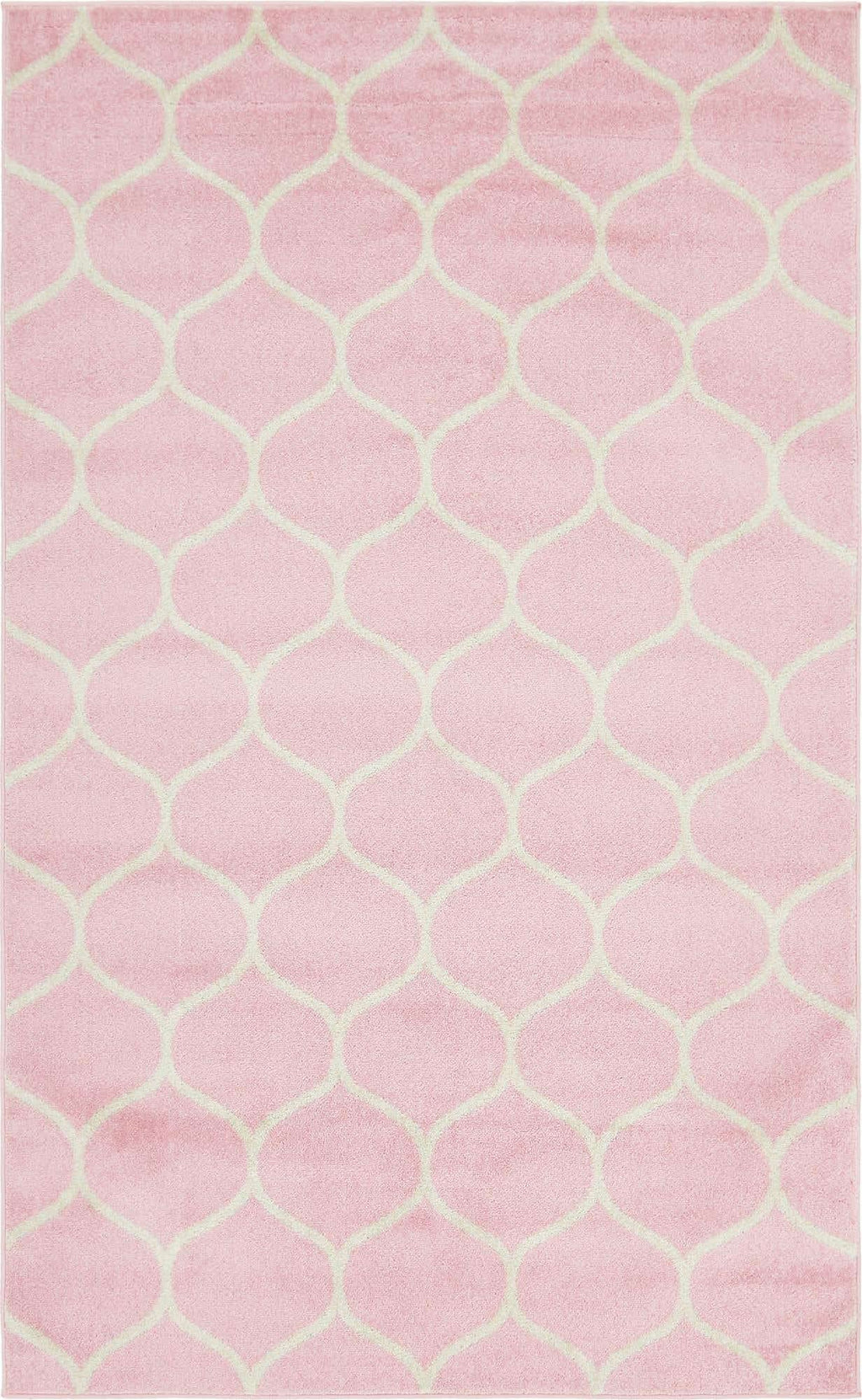Unique Loom Trellis Frieze Collection Area Rug - Rounded (5' 1'' x 8', Light Pink/ Ivory)