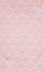 Unique Loom Trellis Frieze Collection Area Rug - Rounded (5' 1'' x 8', Light Pink/ Ivory)
