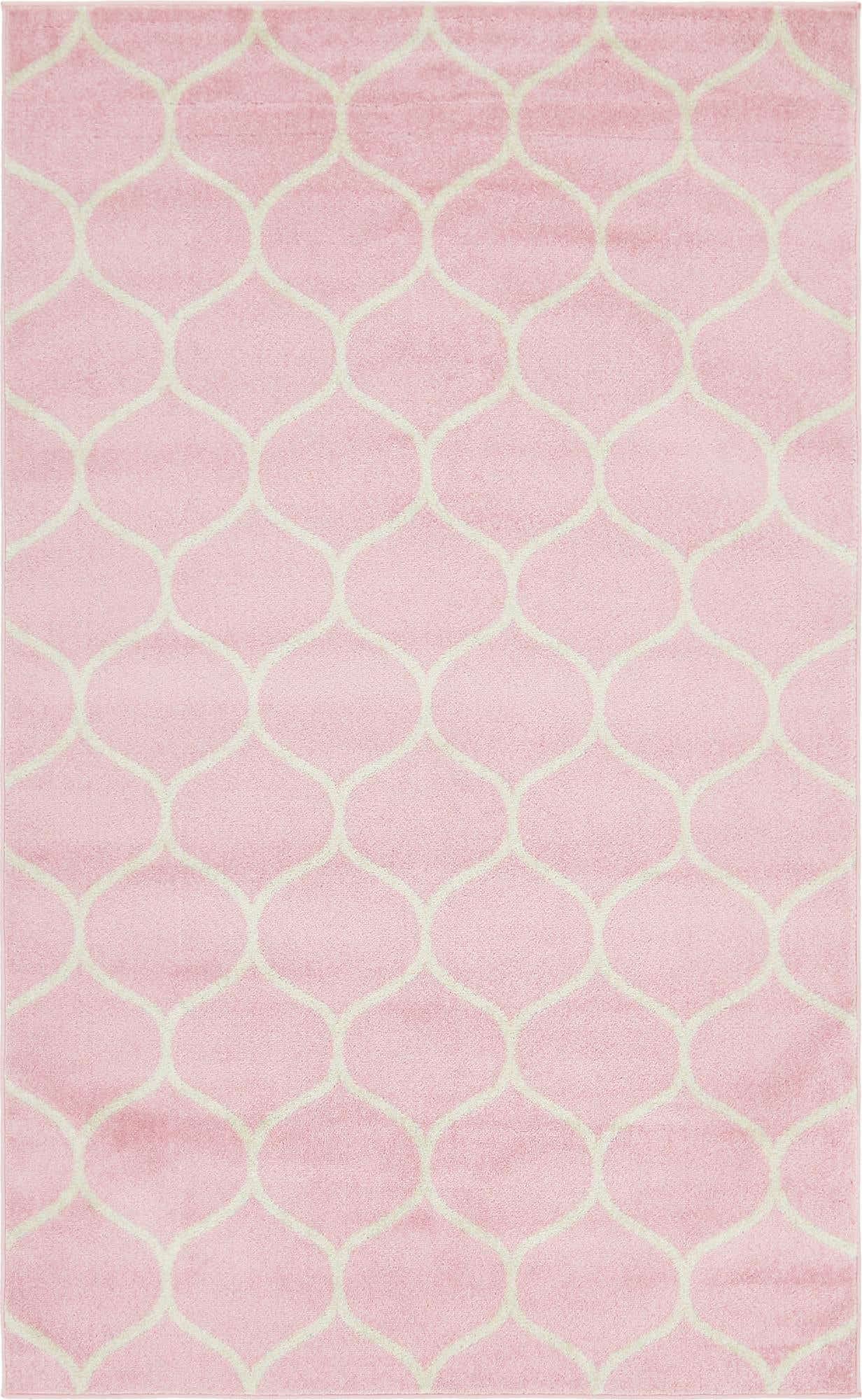 Unique Loom Trellis Frieze Collection Area Rug - Rounded (5' 1'' x 8', Light Pink/ Ivory)