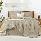 Litanika Light Hazel California King Size Comforter Set With Sheets - 7 Pieces Bed In A Bag California King Boho Tufted Complete