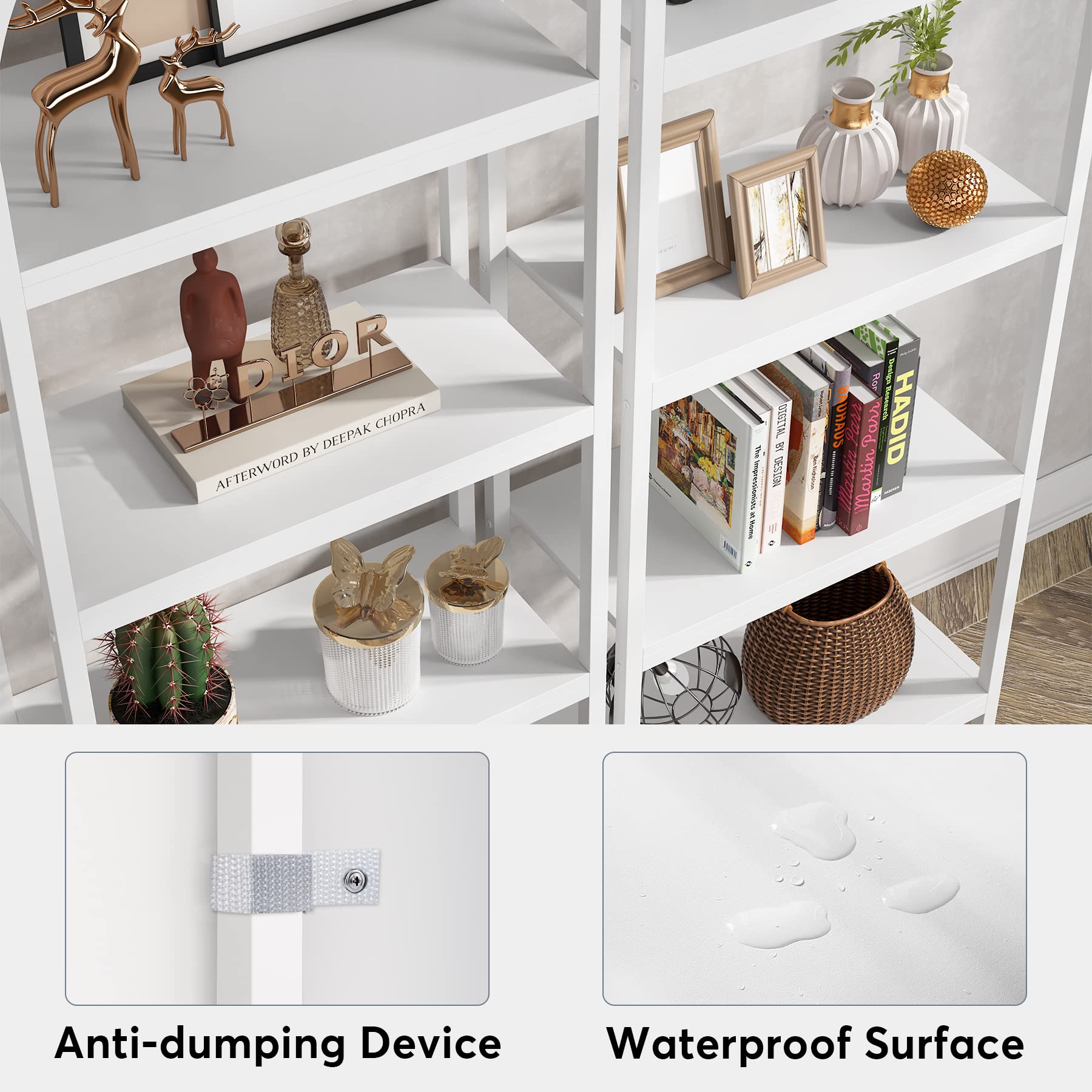 Tribesigns 4-Tier Open Bookshelf, 70.8' Industrial Wood Bookcase Storage Shelves With Metal Frame, Freestanding Display Rack Tall Shelving Unit For Office, Bedroom, Living Room (White, 1Pc)