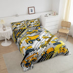 Boys Construction Comforter Set Truck Bedroom Decor For Kids Girls Under Construction Vehicles Down Comforter Toddler Child Cart