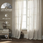 Meetbily 94 Inches Long Semi Sheer Linen Curtains For Living Room 2 Panels, Back Tab Rod Pocket Linen Blend Drapes Modern Airy P