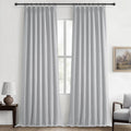 Light Grey Black Out Curtains 96 Inch Long for Living Room, Pinch Pleated Flax Linen Modern Insulated Drapes with Hooks Bedroom 