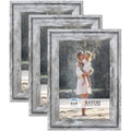 Icona Bay 4x6 Picture Frames (Azure Gray, 3 Pack) Cape Cod Style 4 x 6 Photo Frames, Table Top or Wall Mount, Bayou Collection