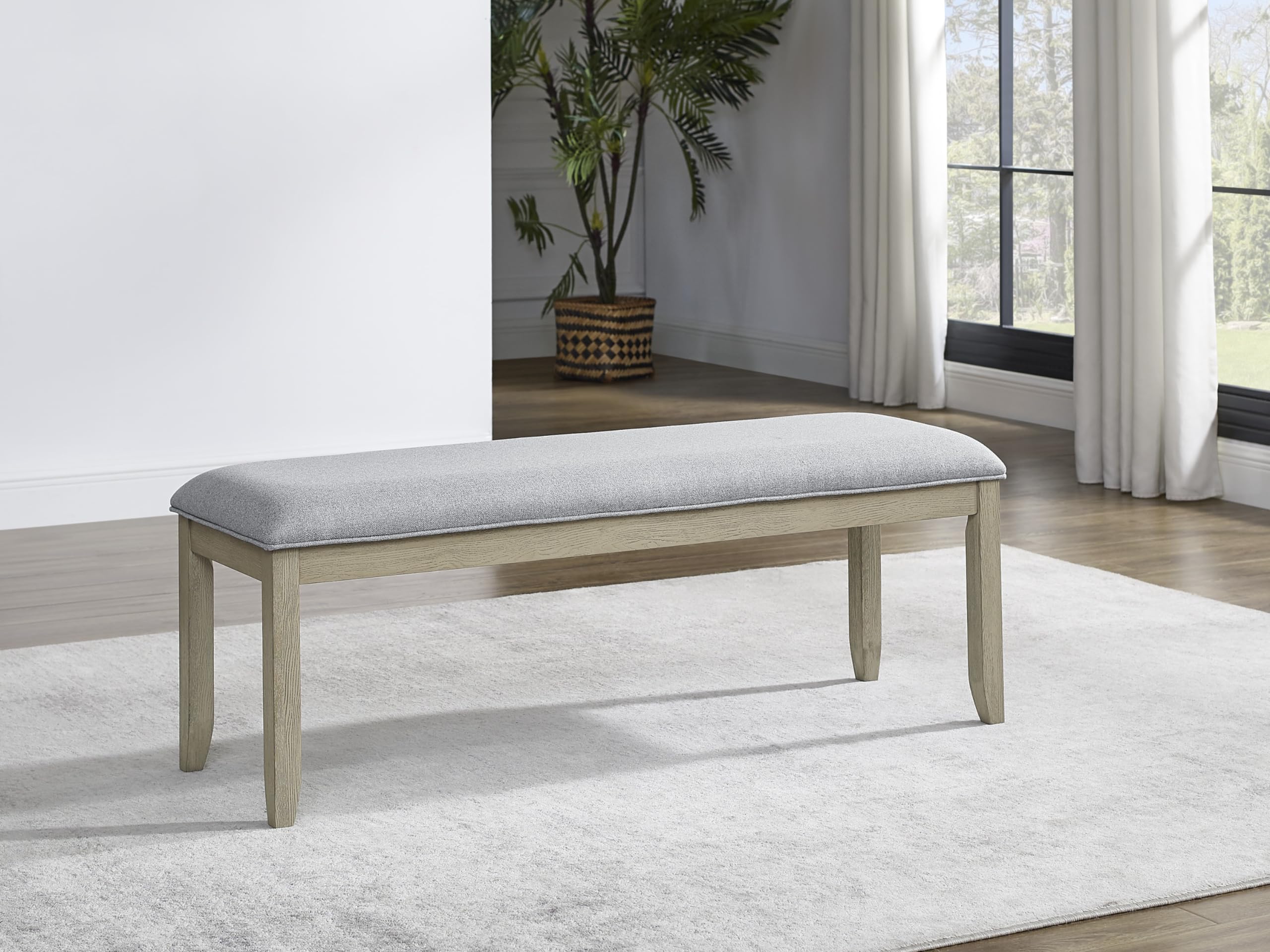 Steve Silver Furniture Carena Backless Dining Gray Bench, Brown