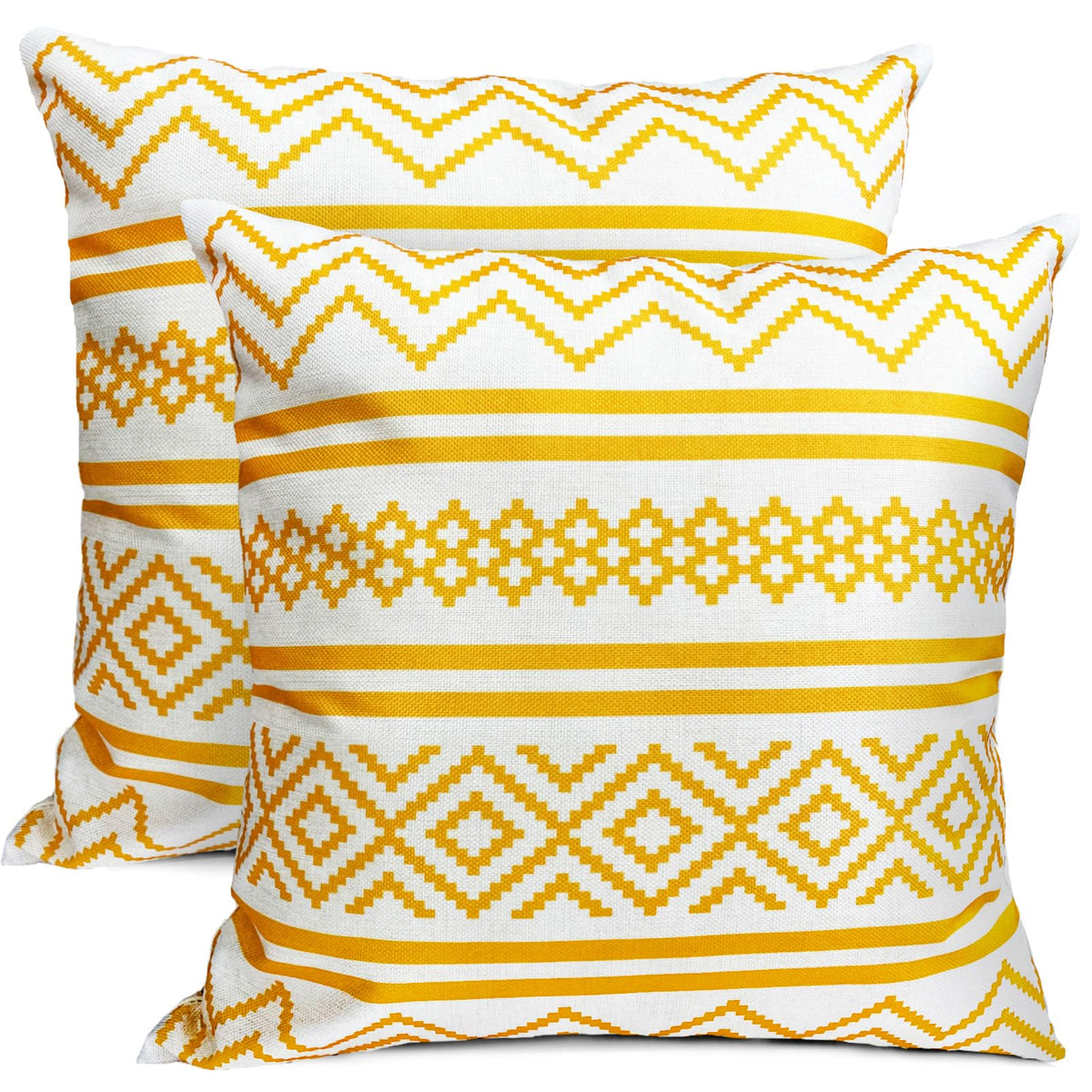 Rysmiyou Decorative Throw Pillow Covers Set Of 2 Chrome Yellow Pillow Covers 20X20 Inch Throw Pillows Linen Square Pillow Case,F