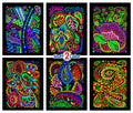 Tangles - 6 Pack of Fuzzy Velvet Coloring Posters for Adults, Kids, Toddlers, Girls, and Boys (All Ages Arts and Crafts Activity