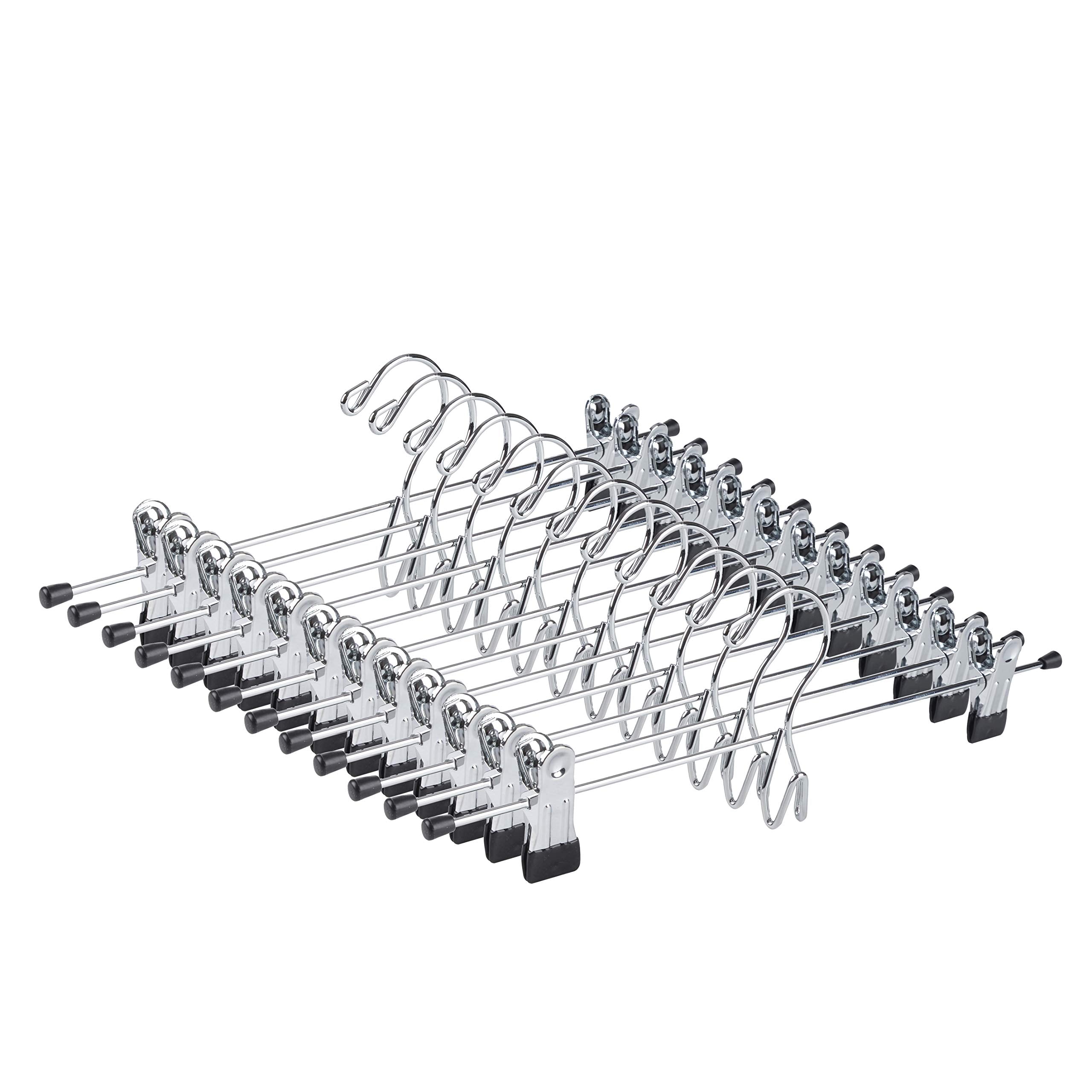 Amber Home 12 Pack Heavy Duty Add on Metal Pants Skirt Hangers, Stackable Add-on Metal Clothes Hangers with 2-Adjustable Clips, 