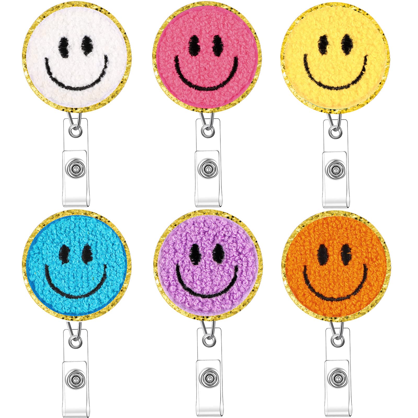 Tinlade Smile Face Badge Reel Retractable Badge Clips Cute Id Badge Holders Name Tag Holders Nurse Badge Clips For Nurses Studen