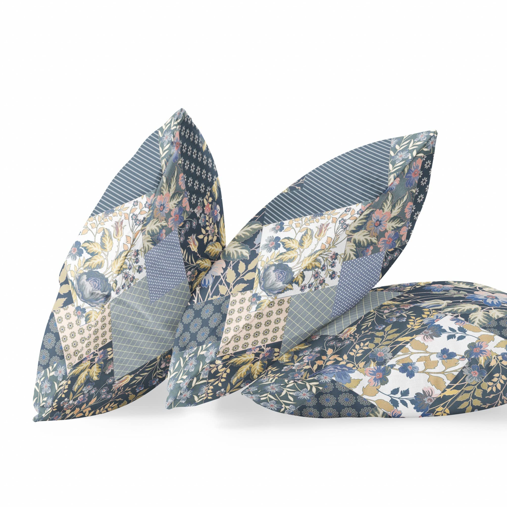 HomeRoots Dark Blue Yellow Broadcloth Blue Yellow Boho Floral Indoor Outdoor Throw Pillow