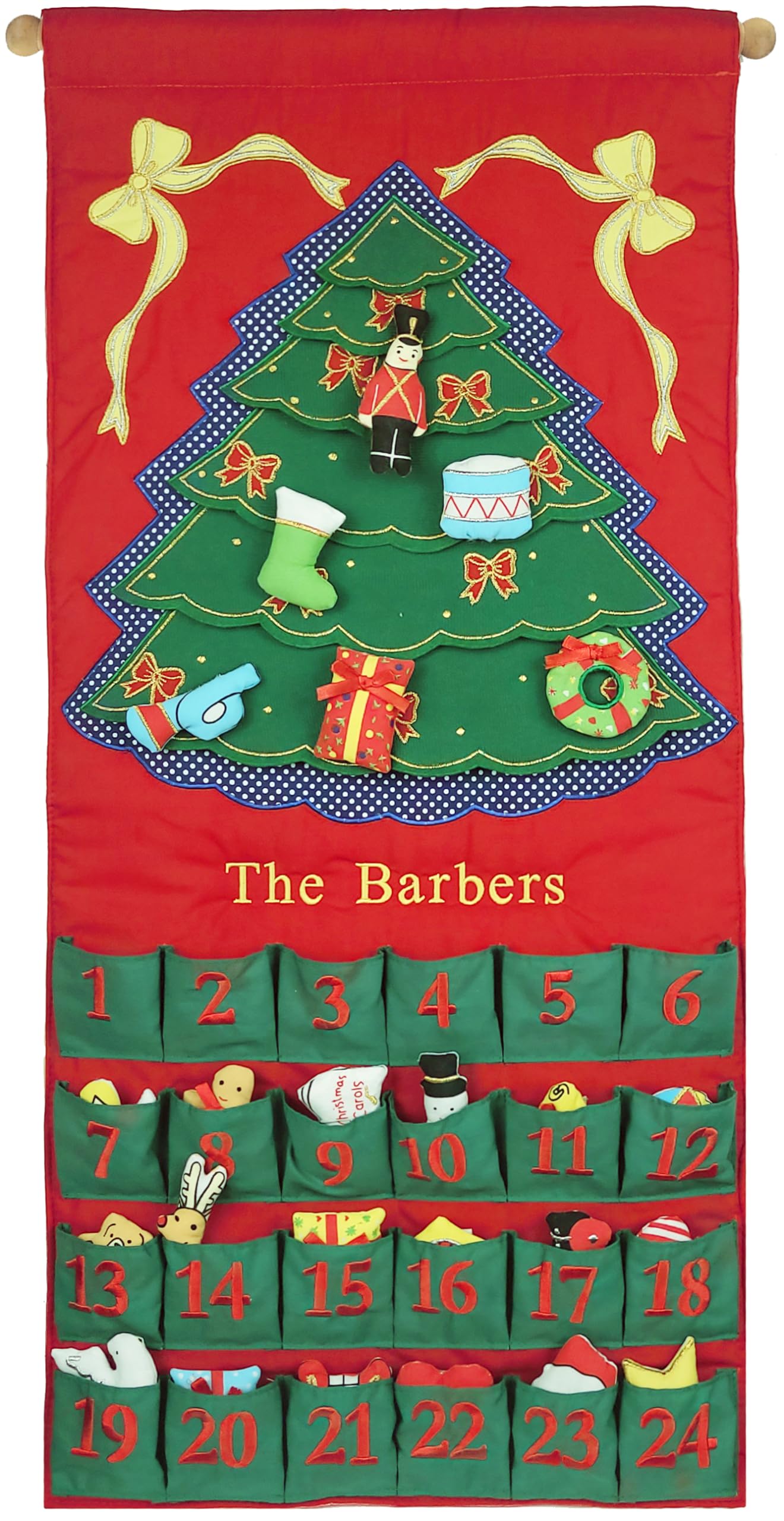 Personalized Christmas Tree Advent Calendar by Pockets of Learning | Family Festive Holiday D  cor, Seasonal Fabric Wall Hanging