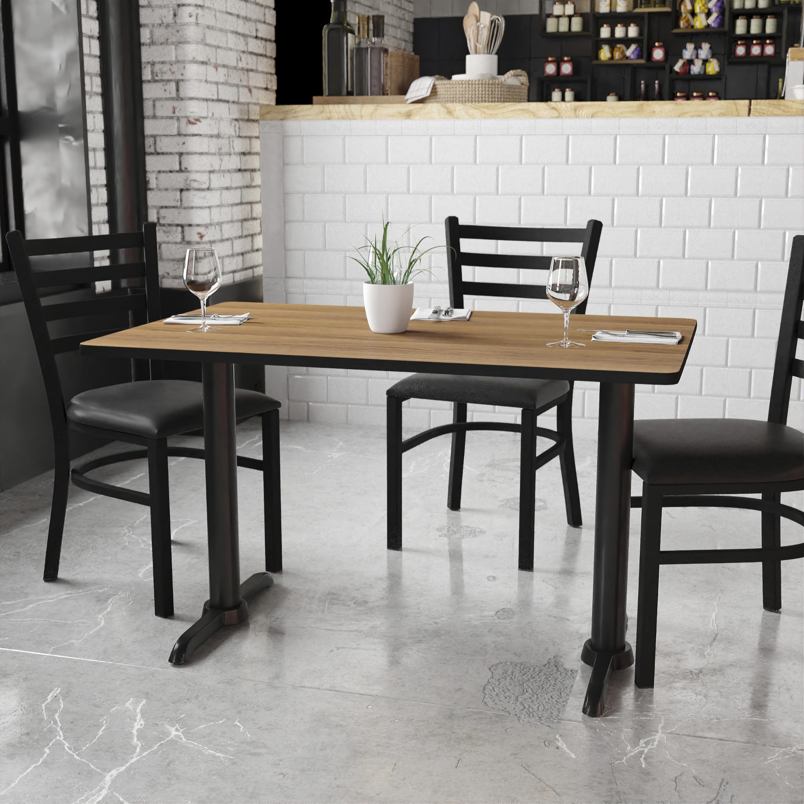 Flash Furniture 30'' x 48'' Rectangular Walnut Laminate Table Top with 5'' x 22'' Table Height Bases