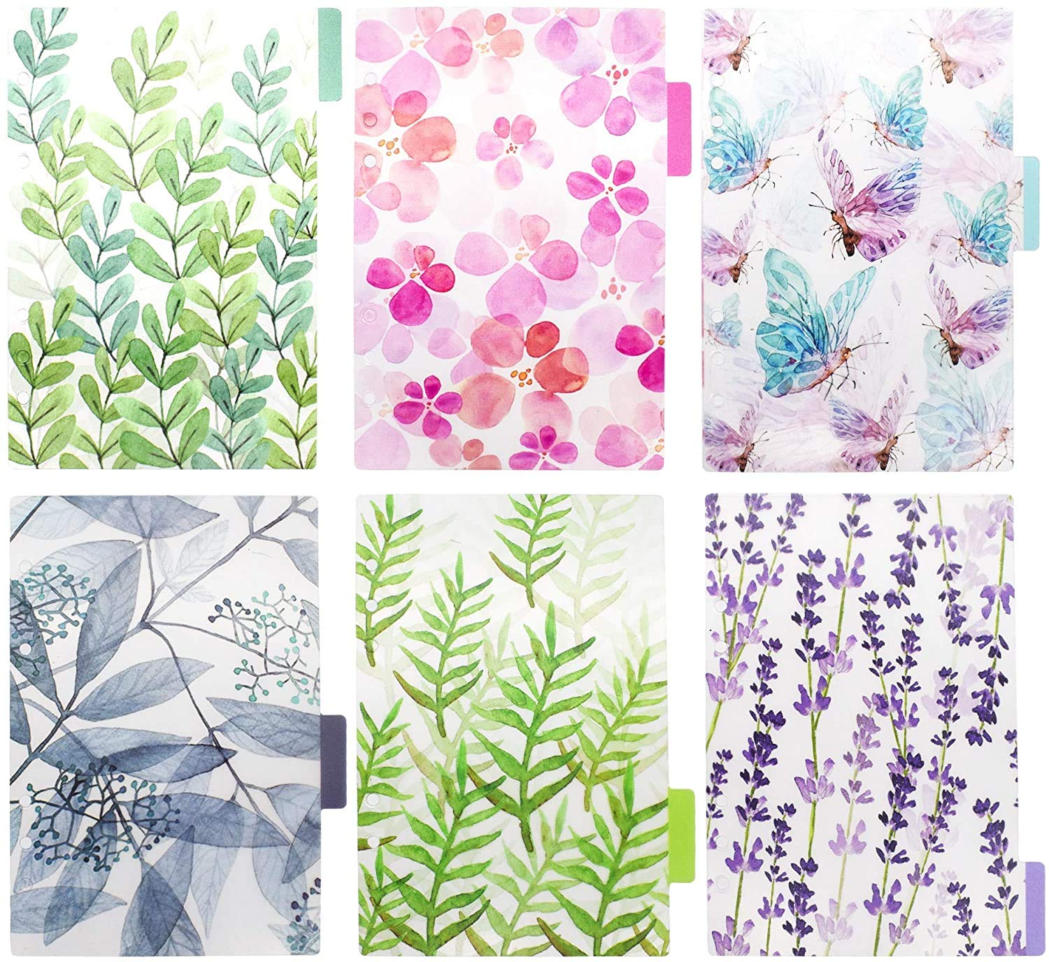 Index Tabs For A5/A6 6-Holes Cover Round Ring View Binder File Folder Loose Leaf Sheet Protectors Binder Cover Protector (Leaf,