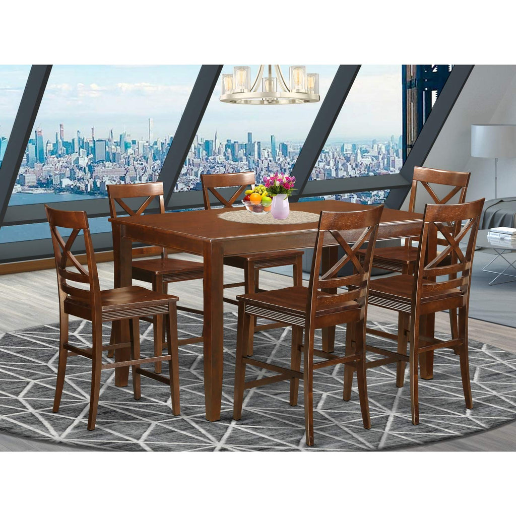 EAST WEST FURNITURE 7 Pc Dining counter height set - high top Table and 6 Kitchen bar stool.