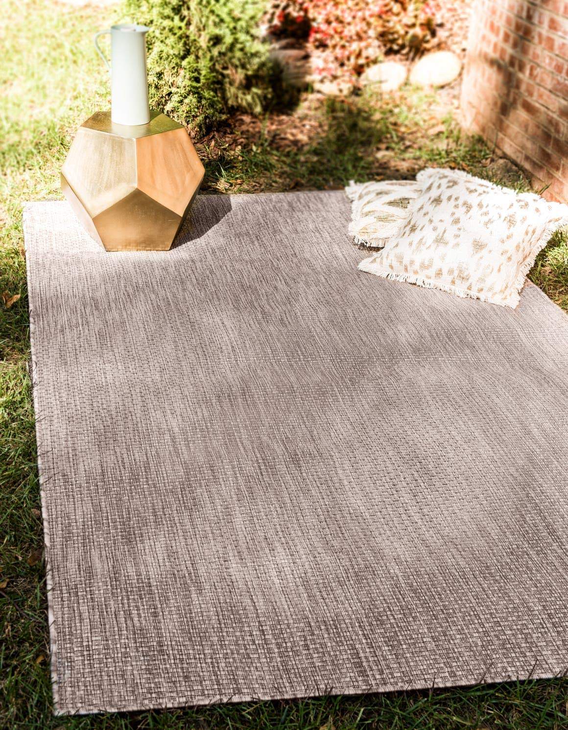 Unique Loom Collection Casual Transitional Solid Heathered Indoor/Outdoor Flatweave Area Rug (4' 1' X 6' 1' Rectangle, Beige/I