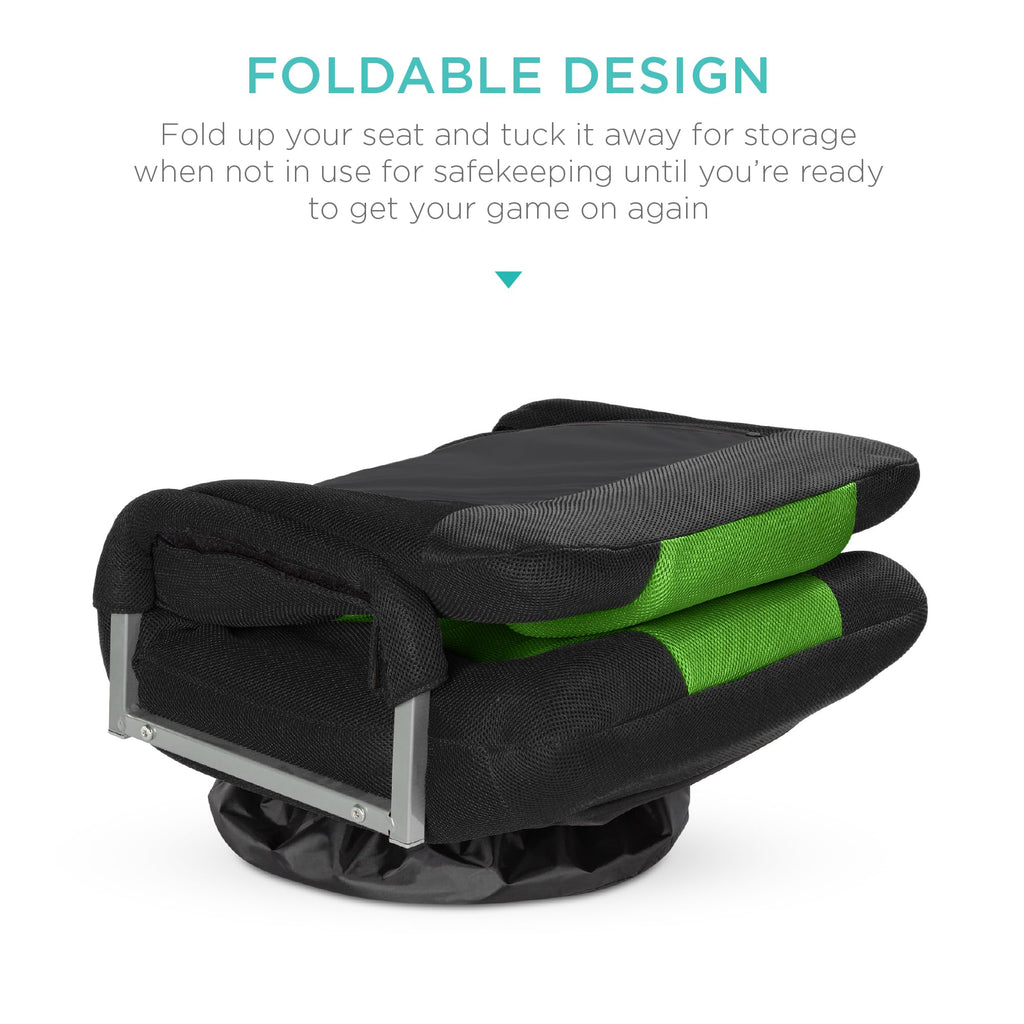 Best Choice Products Swivel Gaming Chair 360 Degree Multipurpose Floor Chair Rocker For Tv, Reading, Playing Video Games W/Lumbar Support, Armrest Handles, Adjustable Backrest - Black/Green